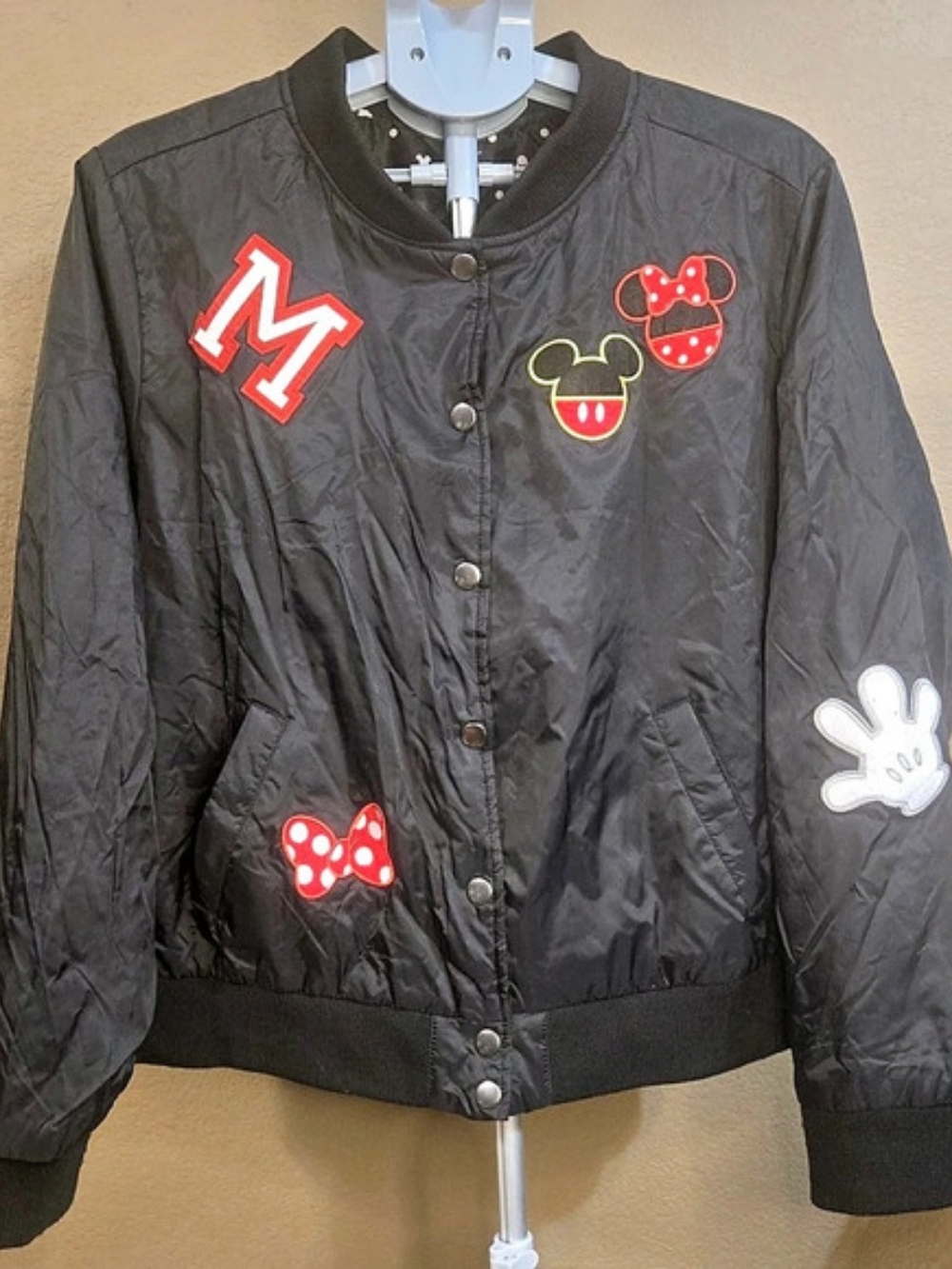Disney- Mickey & Minnie Varsity Bomber Jacket  Black & Red - Women's Plus Size 3